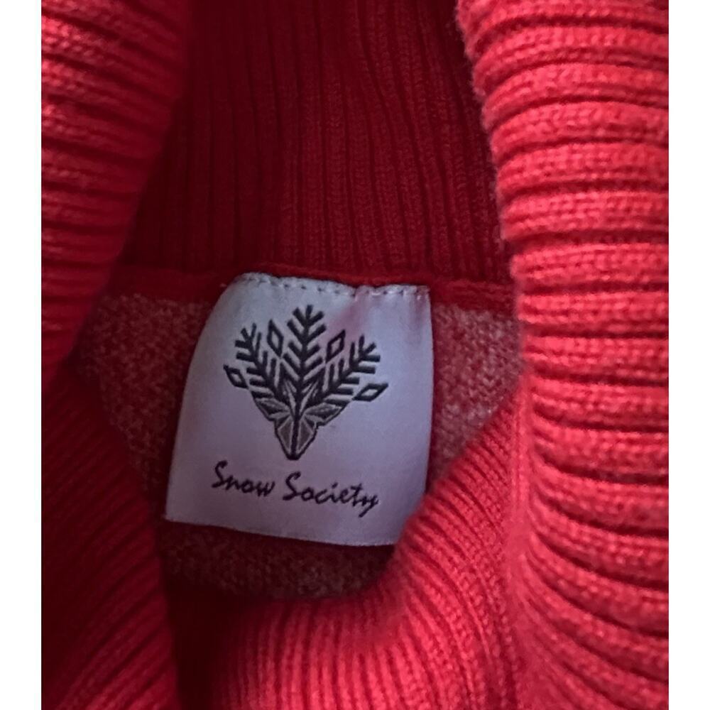 Aspen Snow Society 100% Italian Merino Wool Turtleneck Sweater Womens Medium Red - Picture 6 of 9